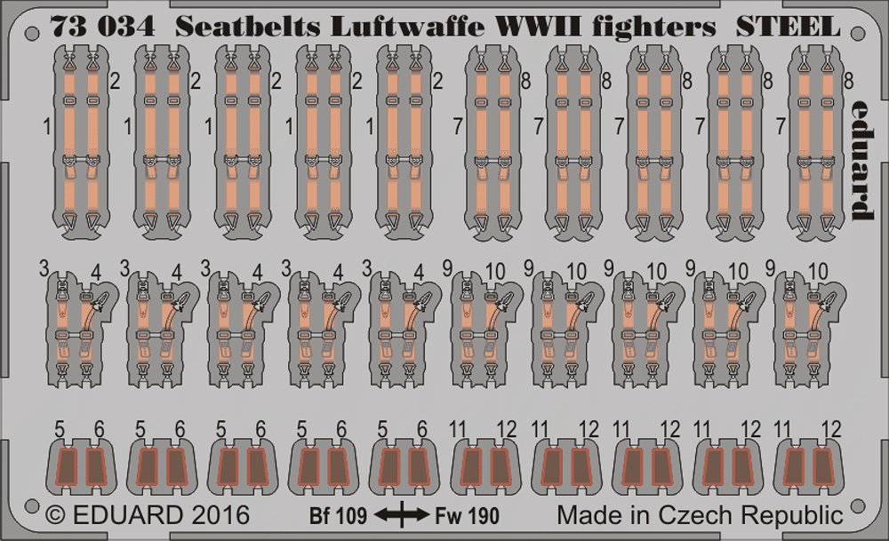 SET 1/72 Seatbelts Luftwaffe WWII fighters STEEL