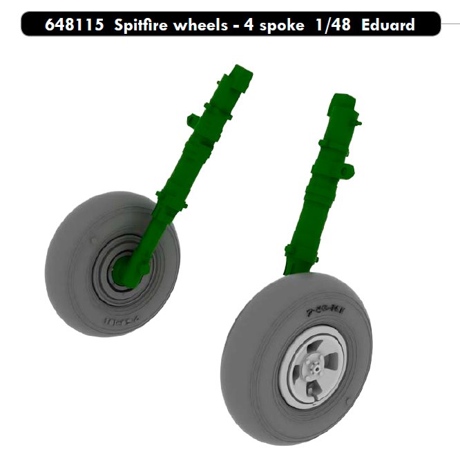 BRASSIN 1/48 Spitfire wheels - 4 spoke (EDU)