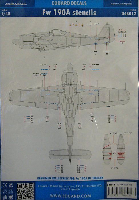 Decals 1/48 Fw 190A stencils