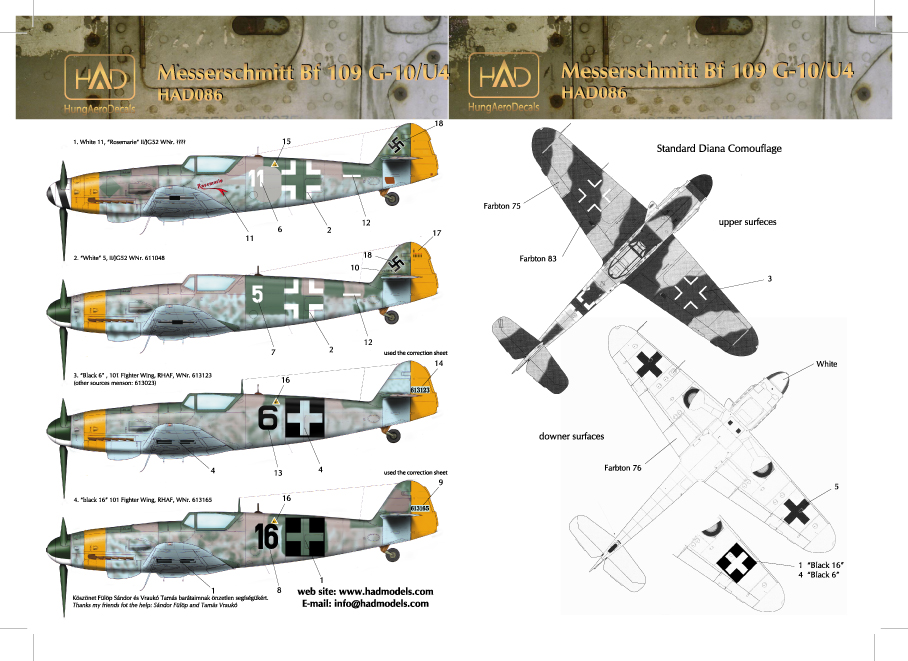 1/48 Decal Messerschmitt Bf 109 G-10
