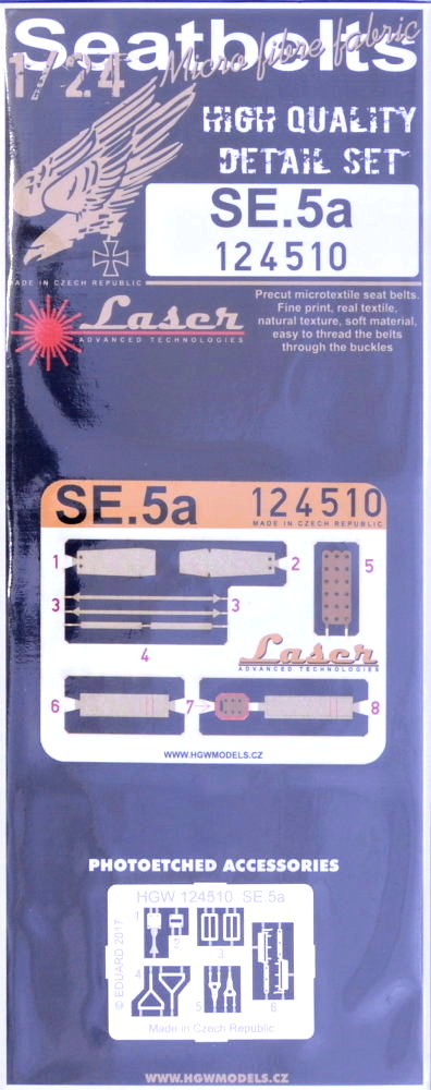 1/24 Seatbelts SE.5a (laser & PE set) 