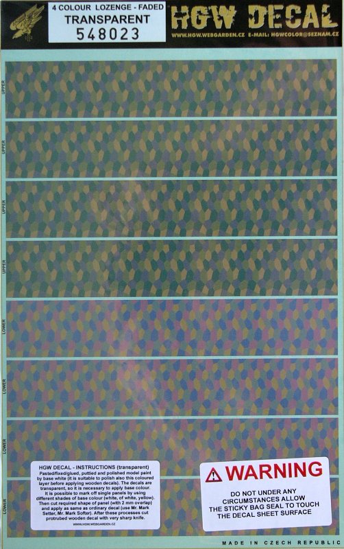 1/48 Decals 4-colour LOZENGE - Faded (transparent)