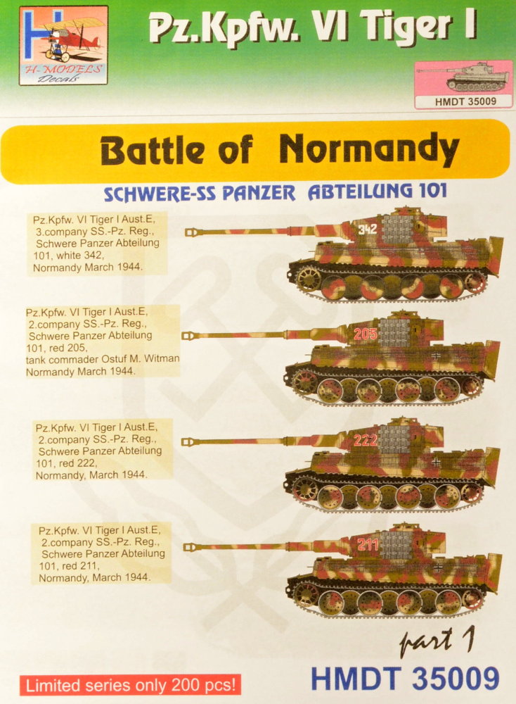 1/35 Decals Pz.Kpfw.VI Tiger I Battle Normandy 1