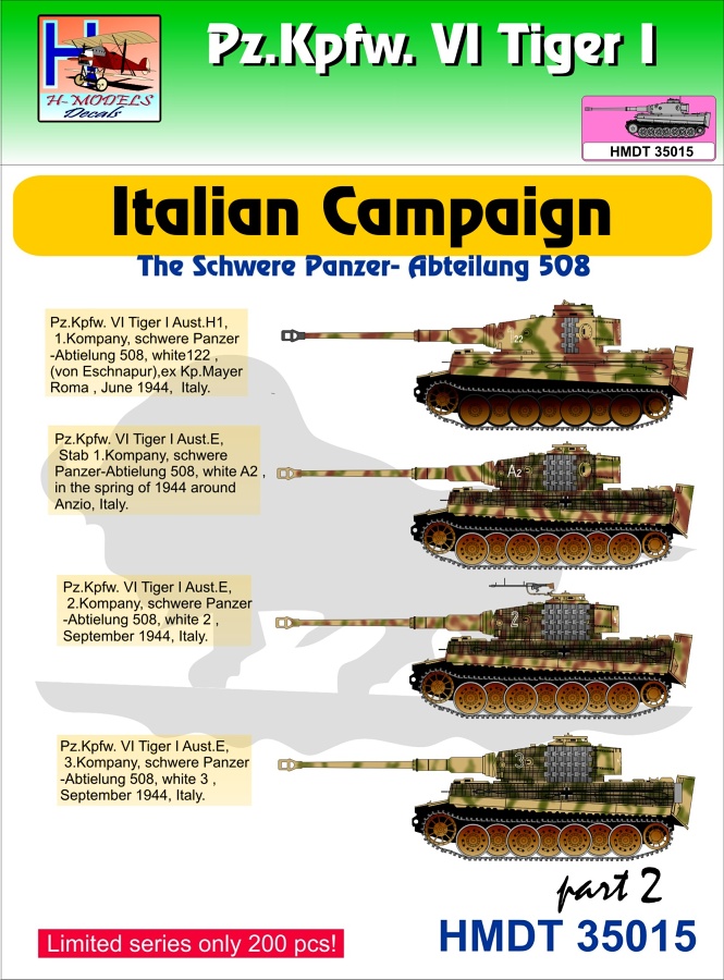 1/35 Decals Pz.Kpfw.VI Tiger I Italian Camp. Pt.2