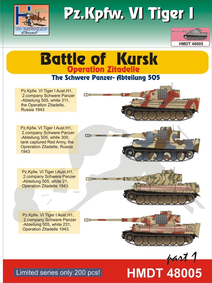 H-Model Decals 1/72 Tiger I Battle of Kursk SS-Pz.Kp Leibstandarte T72007