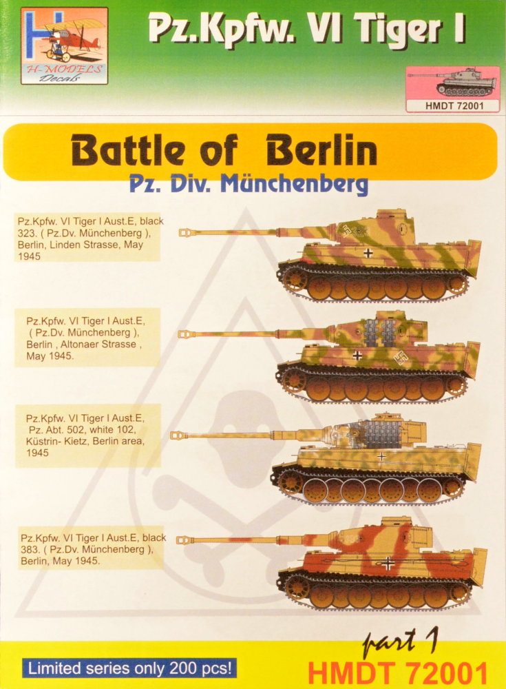 1/72 Decals Pz.Kpfw.VI Tiger I Battle of Berlin