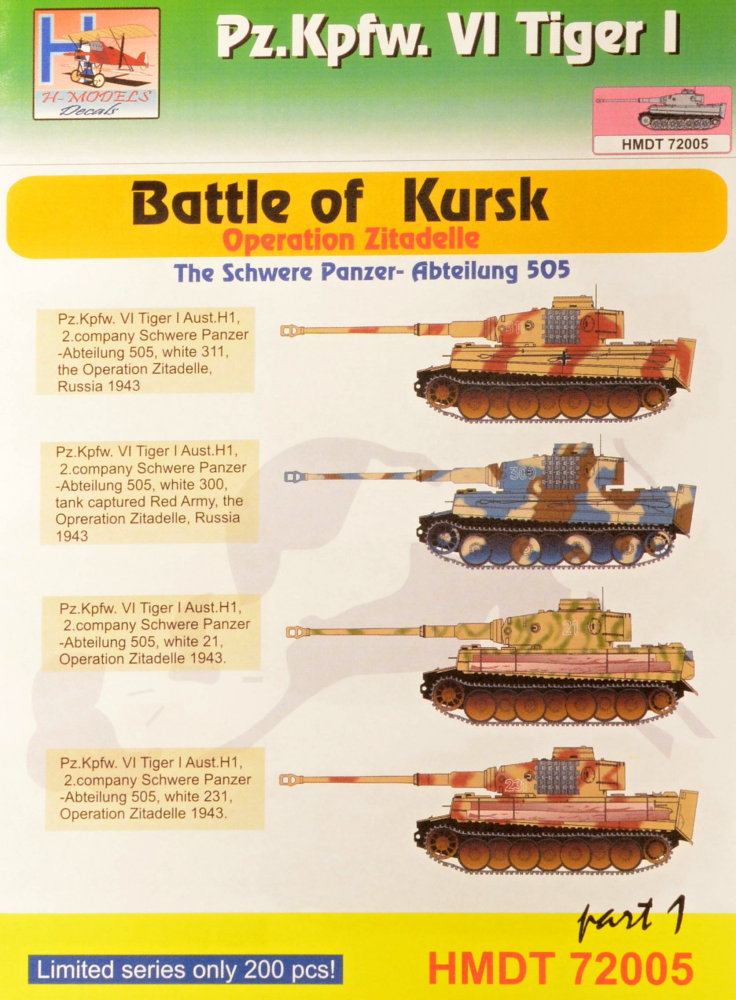 1/72 Decals Pz.Kpfw.VI Tiger I Battle of Kursk 1