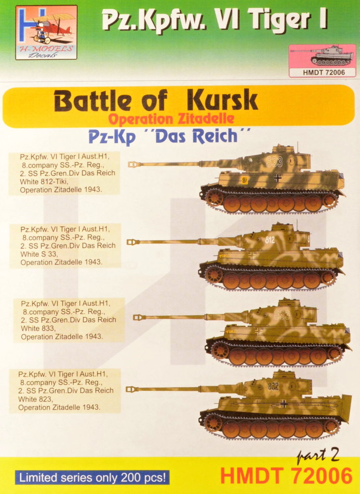 1/72 Decals Pz.Kpfw.VI Tiger I Battle of Kursk 2