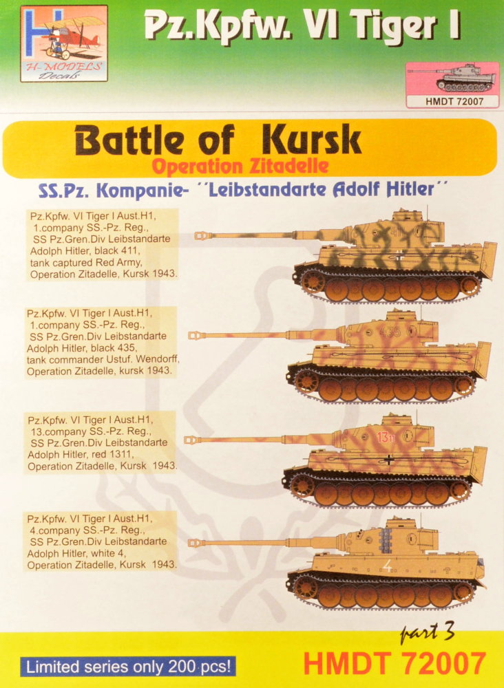1/72 Decals Pz.Kpfw.VI Tiger I Battle of Kursk 3