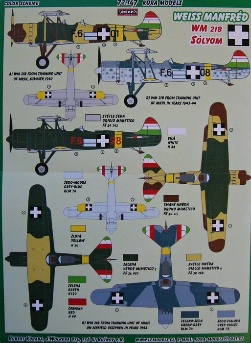 Maquette Avion 1/72 KORA Ref 7274 – Weiss-Manfred WM-16 Budapest 14 – Neuf