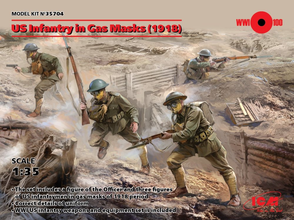 1/35 US Infantry in Gas Masks - 1918 (4 fig.)