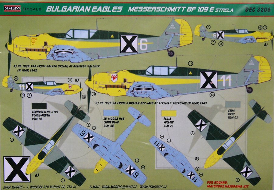 1/32 Decals Bf 109 E Strela  (Bulgarian Service)