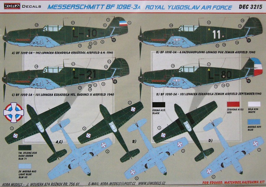 1/32 Decals Bf 109E-3A (Royal Yugoslav Air Force)