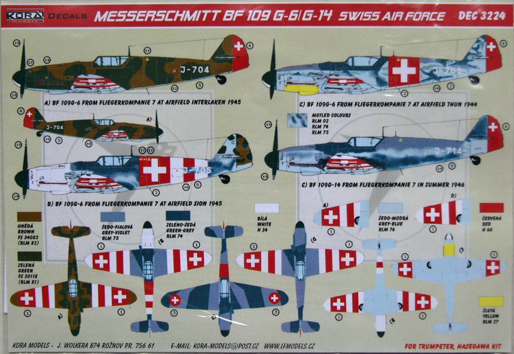 1/32 Decals Bf 109 G-6/G-14 (Swiss Air Force)