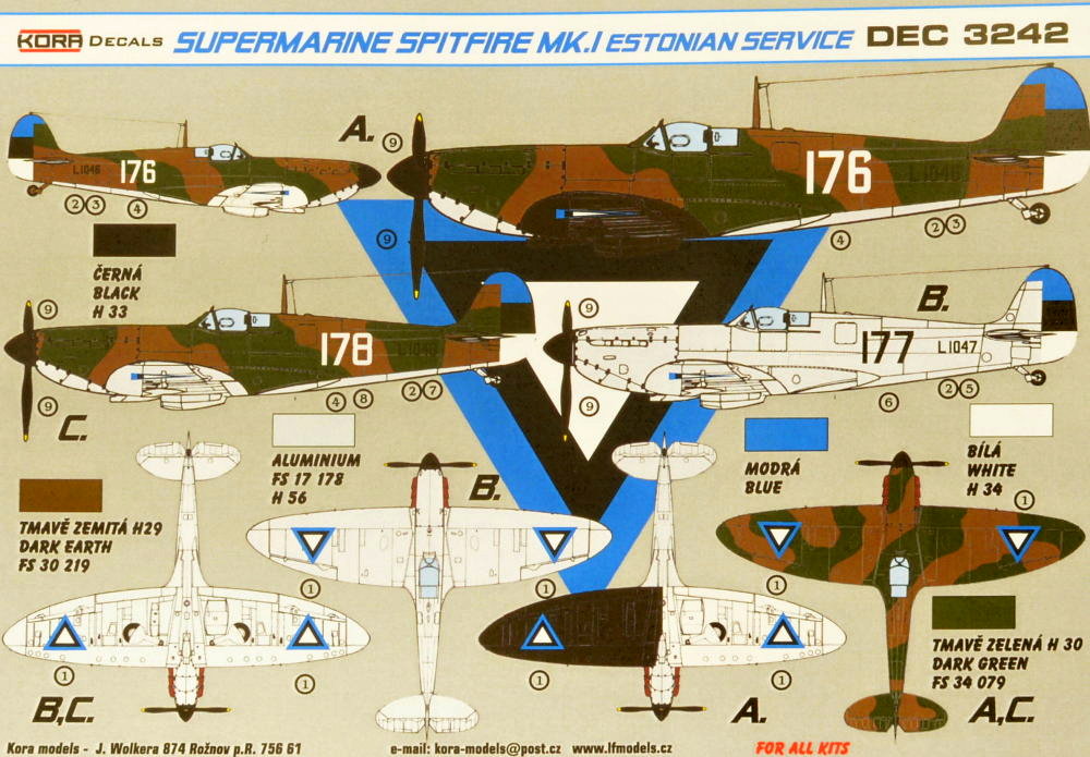 1/32 Decals Superm.Spitfire Mk.I Estonian Service