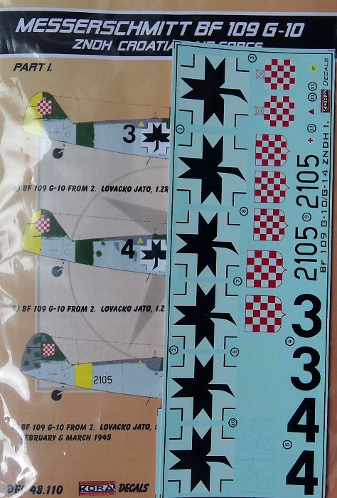 1/48 Decals Bf 109 G-10 (ZNDH Croatian AF)