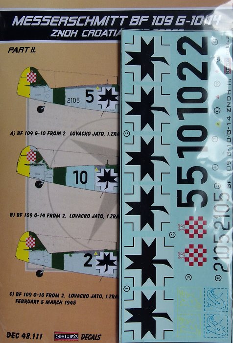 1/48 Decals Bf 109 G-10/G-14 (ZNDH Croatian AF)