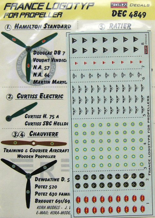 1/48 Decals France logotypes for propeller