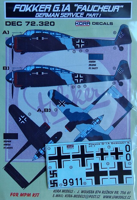 1/72 Decal Fokker G.1A 'Faucheur' German (MPM) I.