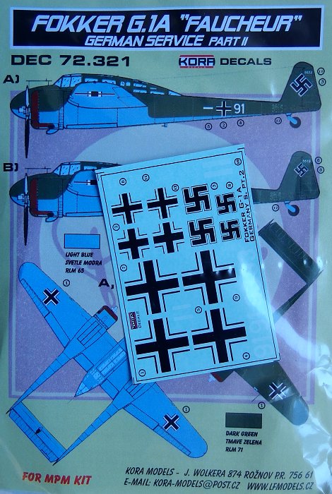 1/72 Decal Fokker G.1A 'Faucheur' German (MPM) II.