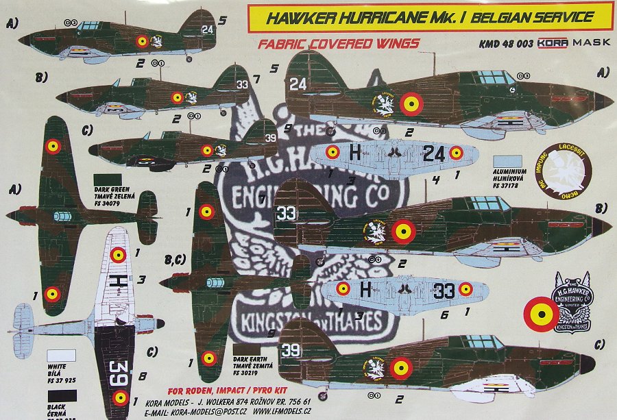 1/48 Mask Hawker Hurricane Mk.I Belgian service