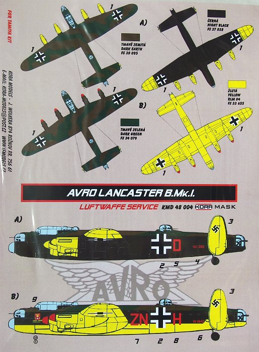 1/48 Mask Avro Lancaster B.Mk.I Luftwaffe service