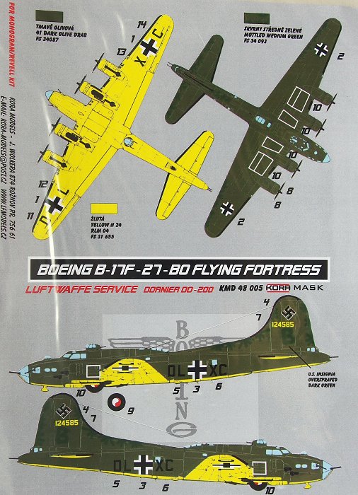 1/48 Mask Boeing B-17F-27-BO Luftwaffe service