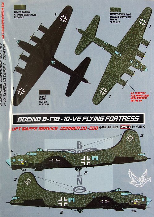 1/48 Mask Boeing B-17G-10-VE Luftwaffe service