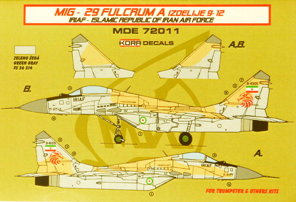 1/72 Decals MiG-29 Fulcrum 9-12 IRIAF