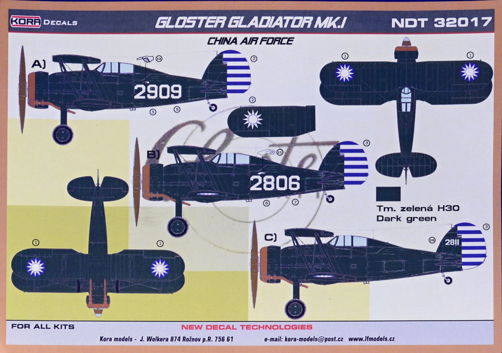 1/32 Decals Gloster Gladiator MK.I China AF