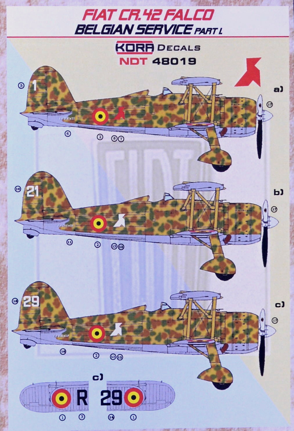 1/48 Decals Fiat CR.42 Falco Belgium Part 1