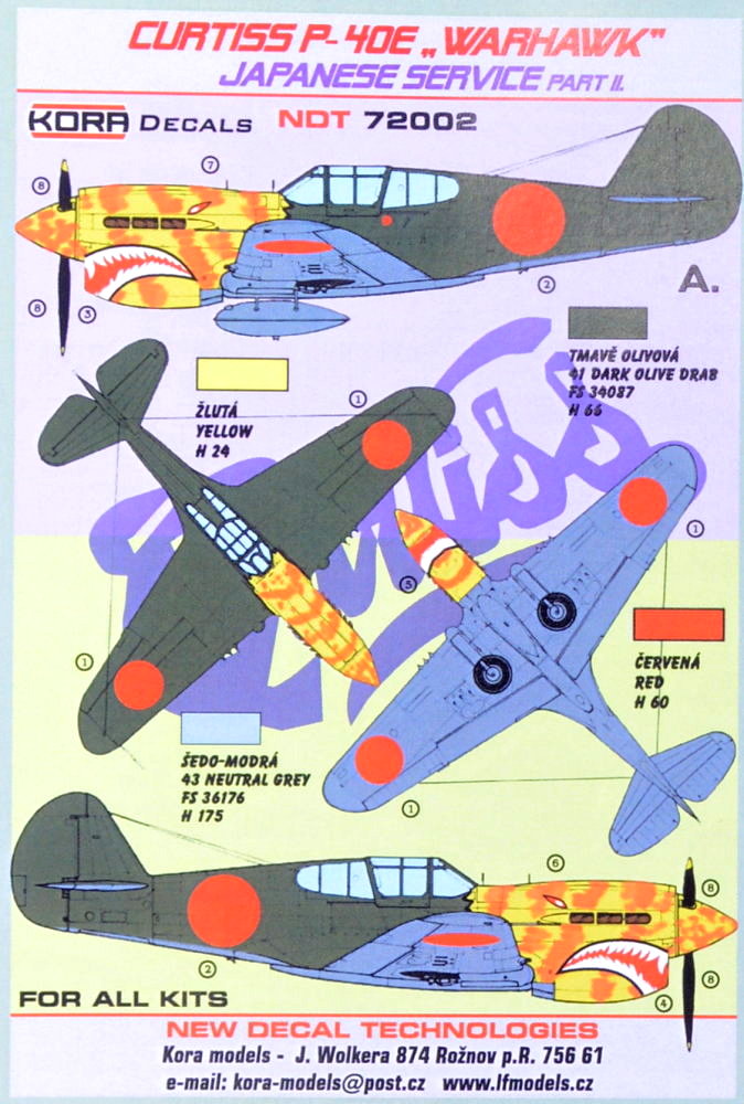 1/72 Decals Curtiss P-40E Japanese Service Part 2