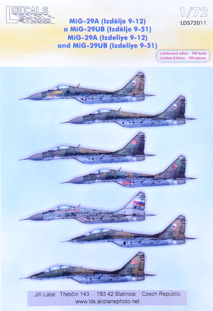 1/72 Decals MiG-29A and MiG-29UB (8x camo)