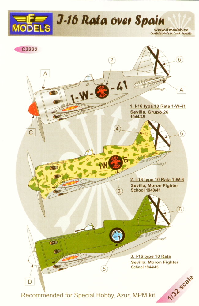 1/32 Decals I-16 Rata over Spain (SP.HOBBY/MPM)