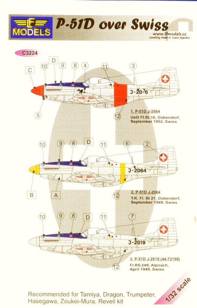 1/32 Decals P-51D over Swiss (TAM/DRAG/HAS/TRUMP)