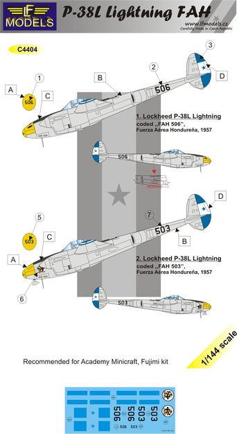 1/144 Decals P-38L Lightning FAH