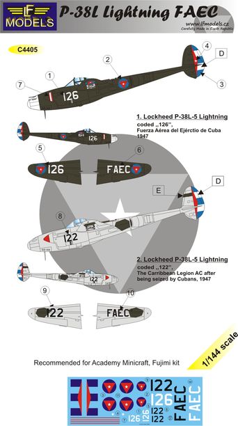 1/144 Decals P-38L Lightning FAEC