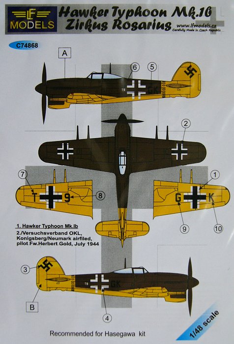 1/48 Decals H.Typhoon Mk.1b Zirkus Rosarius (HAS)