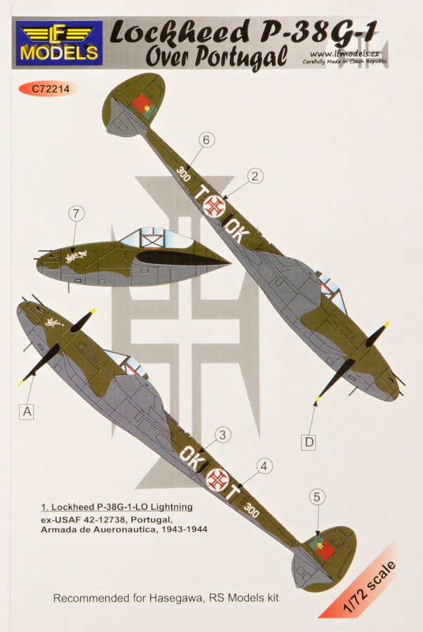 1/72 Decals Lockheed P-38G-1 ov.Portugal (RS/HAS)