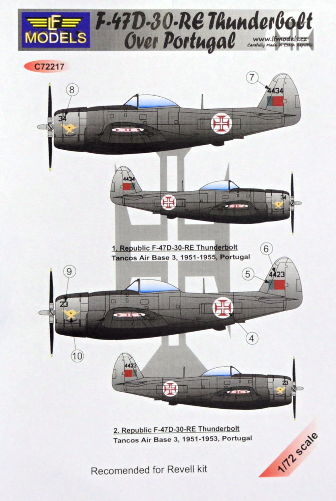 1/72 Decals F-47D-30-RE Thunderbolt over Portugal