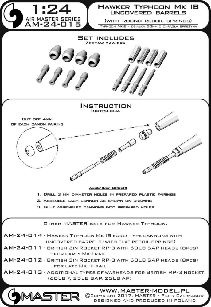 1/24 H.Typhoon Mk.IB early cannons (round springs)