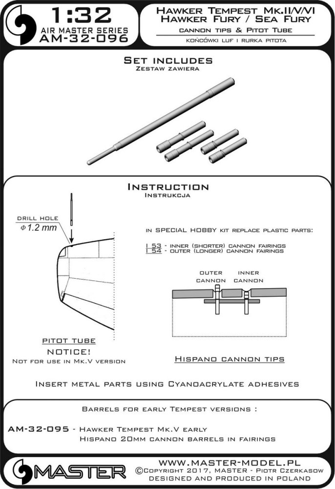 1/32 H.Tempest/H.Fury/Sea Fury barrel tips & pitot