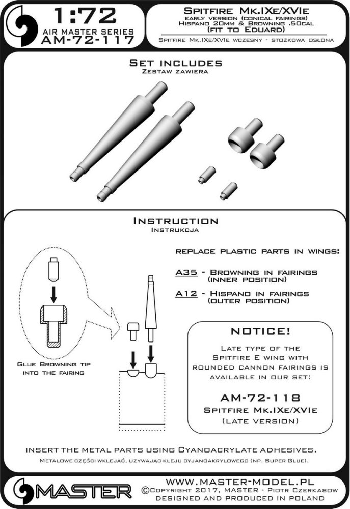 1/72 Spitfire Mk.IXe/XVIe early - Hispano 20mm