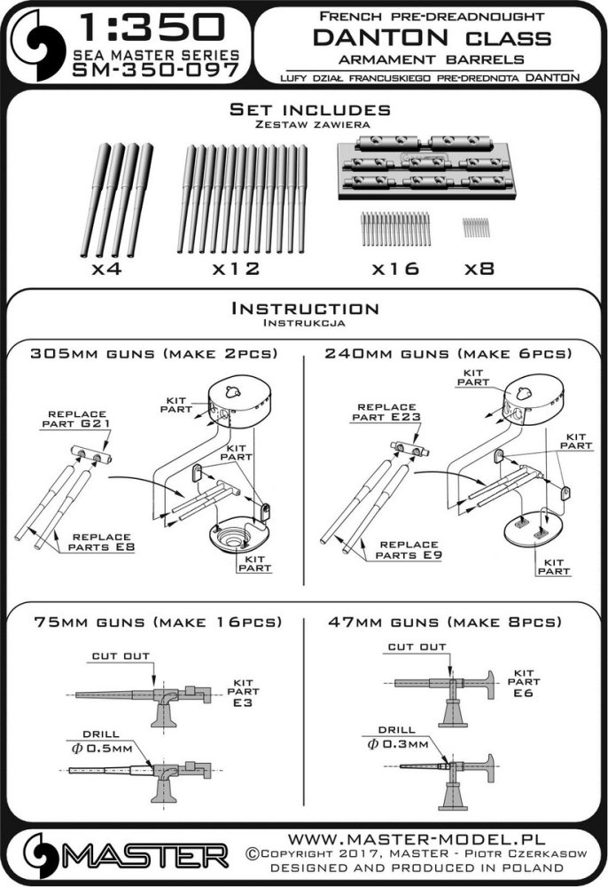 1/350 French pre-dreadnought Danton class armament