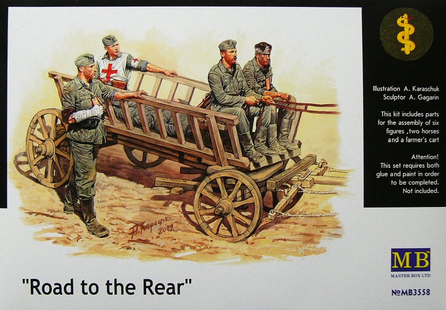 1/35 Road to the Rear (5x figures+2x horses+cart)