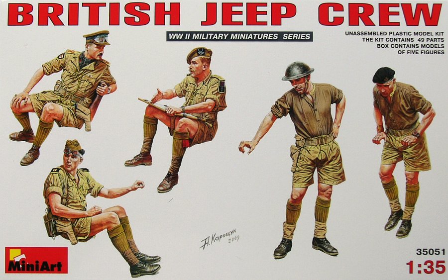 MINIART 35051-1/35 WWII Military Miniatures British Jeep Crew 5 figures