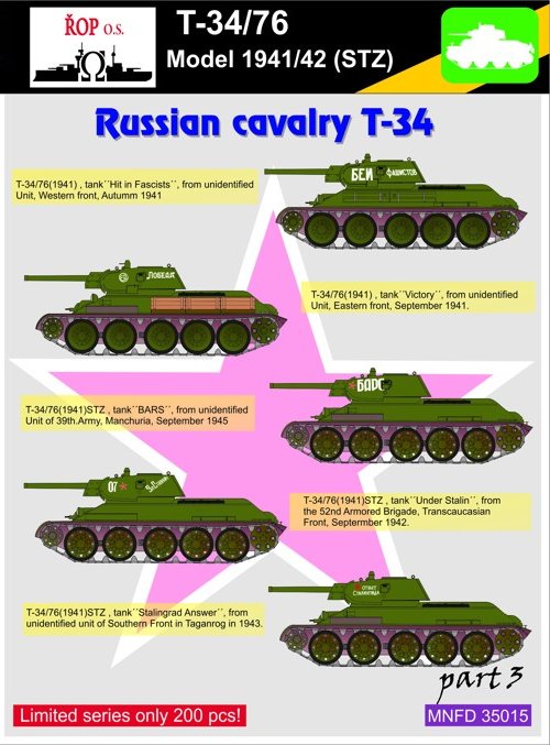 1/35 Decals T-34/76 mod.1941/42 Russian cavalry