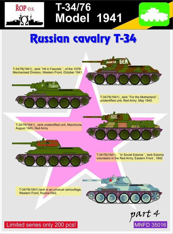 1/35 Decals T-34/76 mod.1941 Russian cavalry