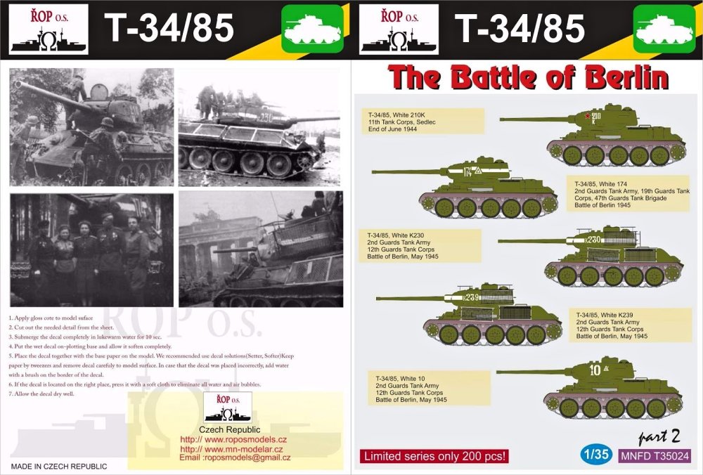 1/35 Decals T-34/85 The Battle of Berlin (part 2)