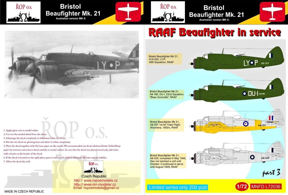 1/72 Decals Br.Beaufighter Mk. 21 RAAF part 3
